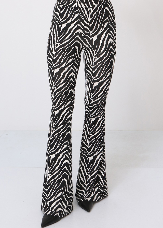 Women's Flared Pants (Zebra Print)