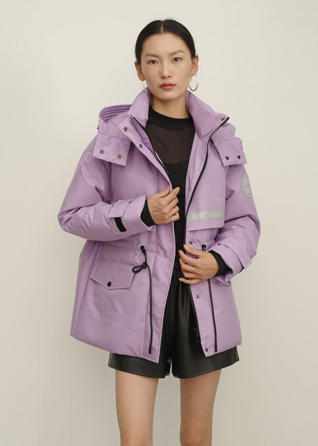 Purple down jacket